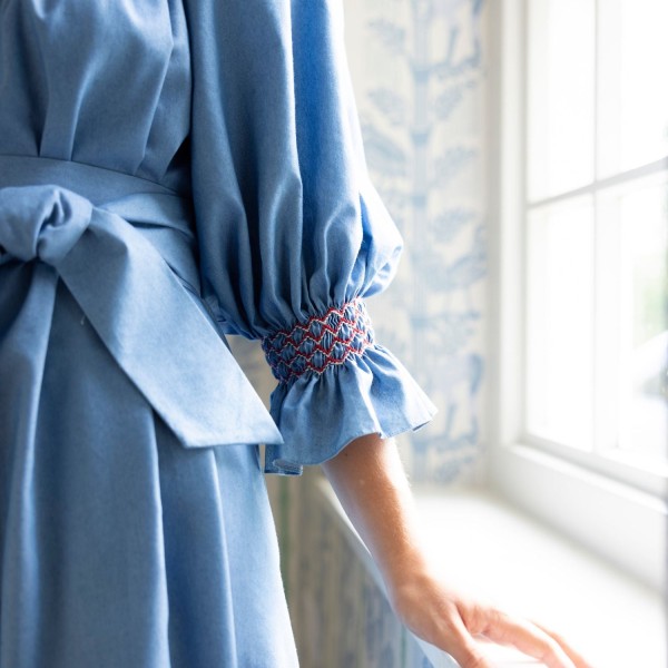 Ada Lovelace Dress Chambray with Berries and Cream Hand Smocking Ada Lovelace Dress Chambray with Berries and Cream Hand Smocking